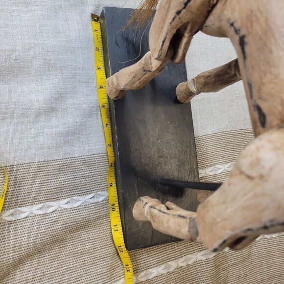 Wood Figurine Primitive Puppet Mane Tail Display Horse Animal Decor Display - Picture 7 of 7